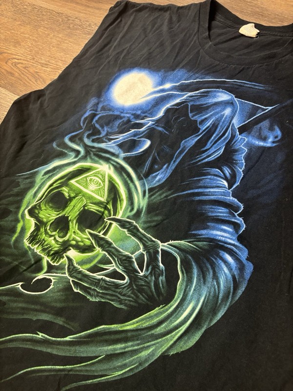 Grim Reaper Illuminati All Seeing Eye Skull Black Tank Top Y2K Tattoo 2XL gallery