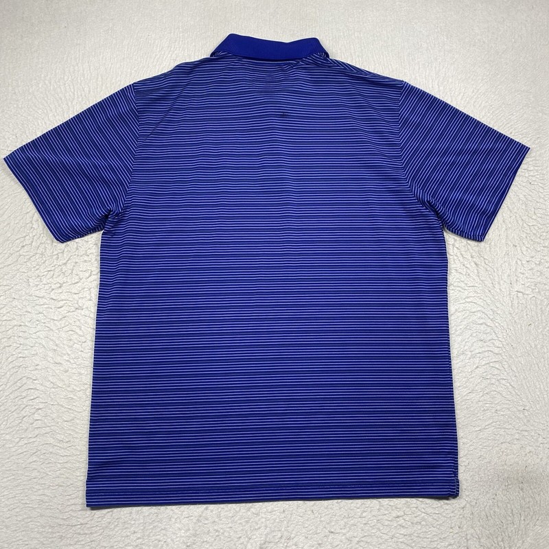 Under Armour Polo Shirt HeatGear Mens XL Blue Striped Short Sleeve Golf gallery
