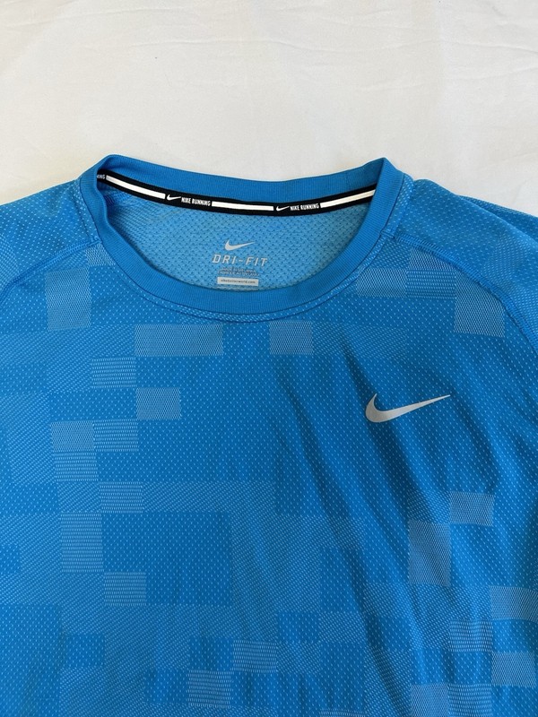 NIKE Running Men's Dri-Fit Megapixel Contrast Short Sleeve Shirt - Large RARE! gallery