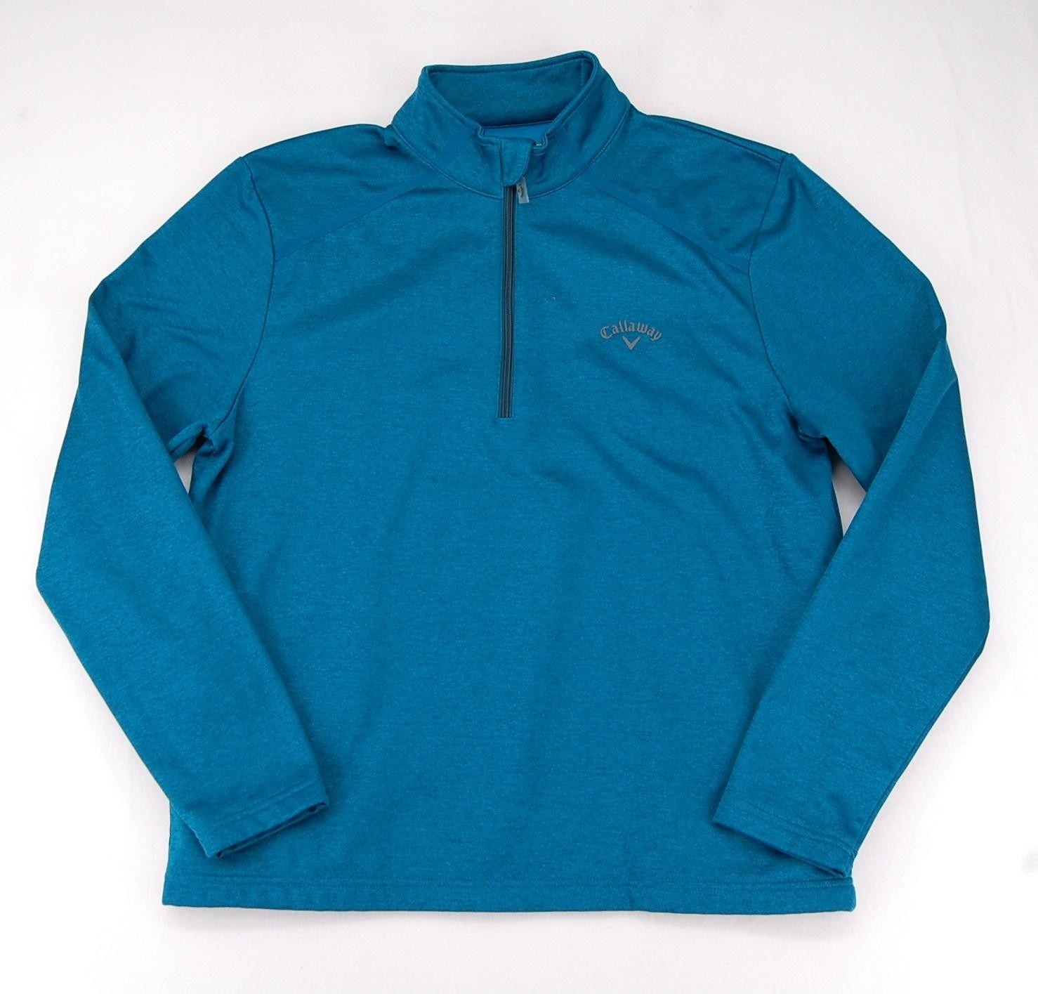 Callaway Golf Pullover Mens Medium Blue 1/4 Zip Fleece Lined Mock Neck Top gallery