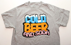 2022 COLD BEER & SODA ~LOGO~ TEE L ~GREY~ wobf/espo **DIY ASBURY PARK NJ LABEL**