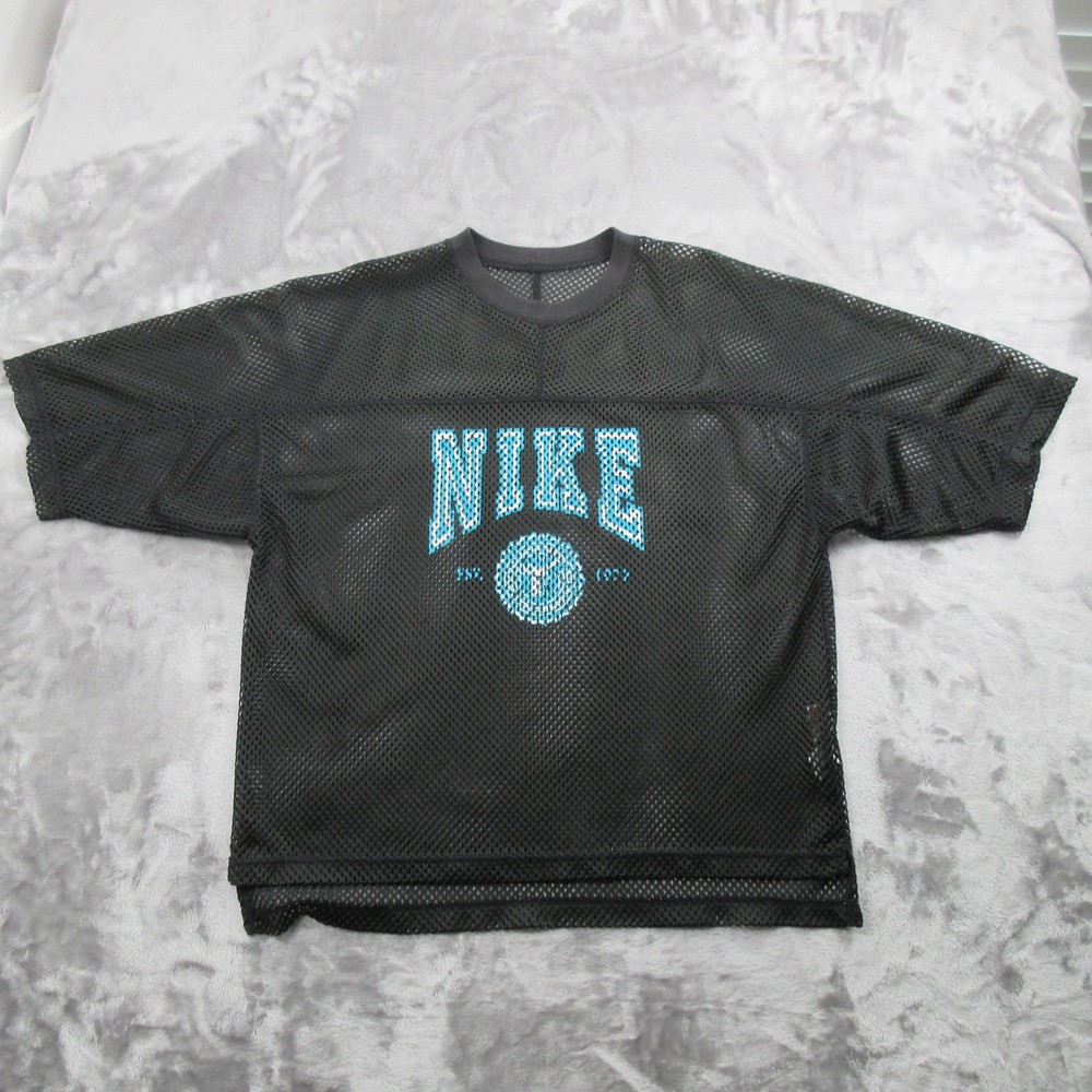 Vintage Nike Shirt Mens Large Black Mesh Football Jersey Graphic Top Breathable