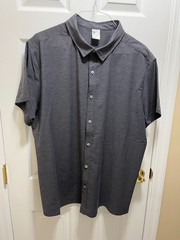 Men’s All In Motion Gray/Black Woven Button-Up Gray Active Shirt Size XXL New
