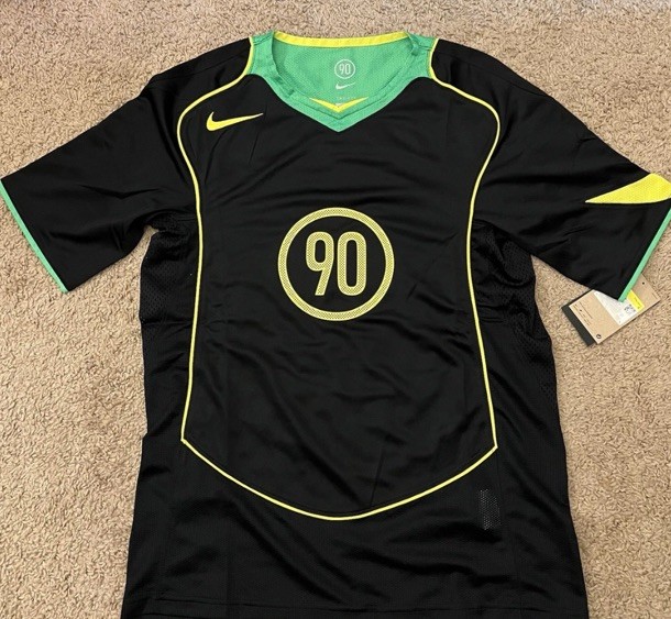 NEW Nike Total 90 Brazil Dri-Fit Loose Soccer Jersey IB4208 010 Blk Green Mens S