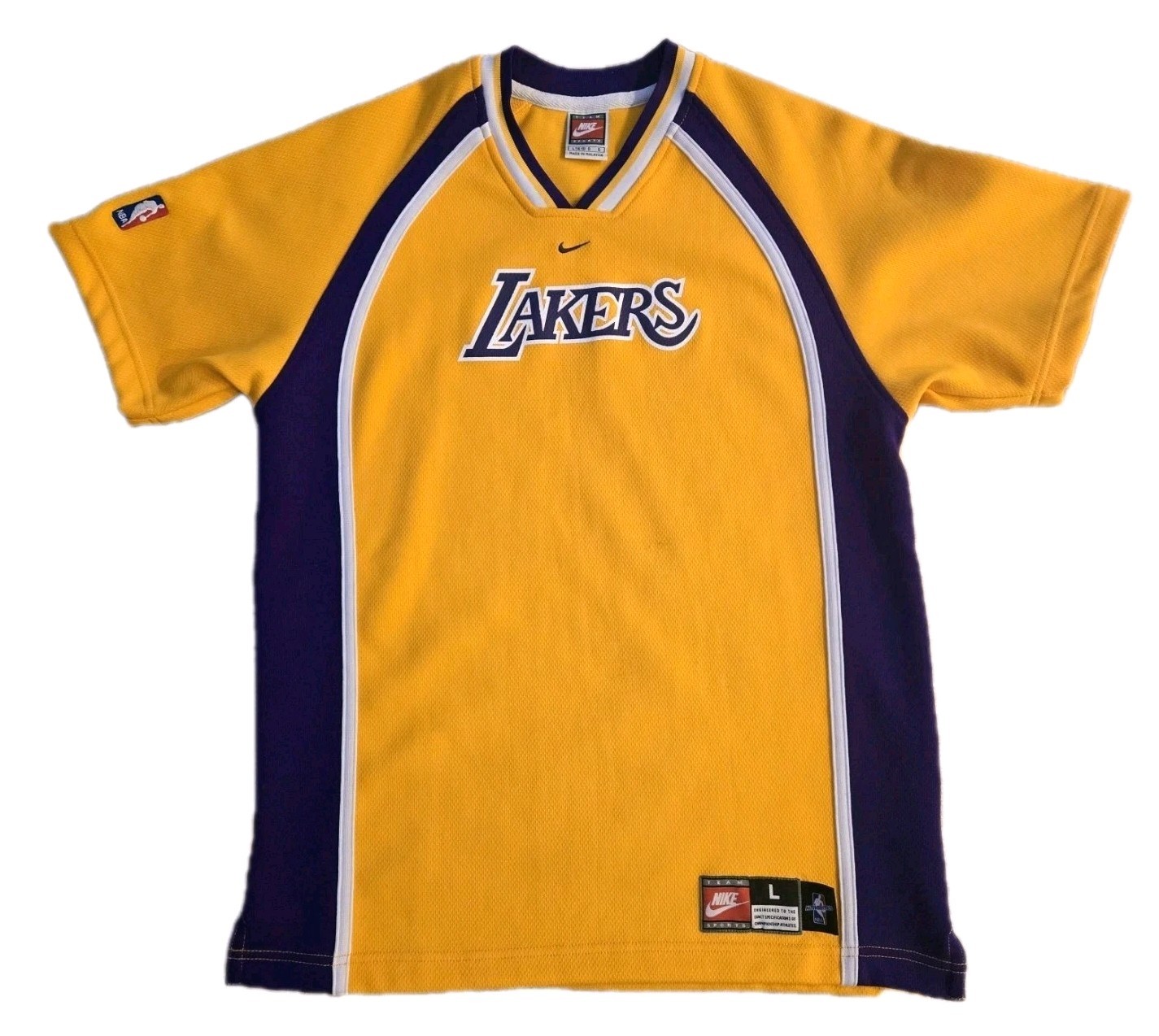 VTG Nike Team Men's Large LA Los Angeles Lakers Warm-up Shooting Shirt Jersey gallery