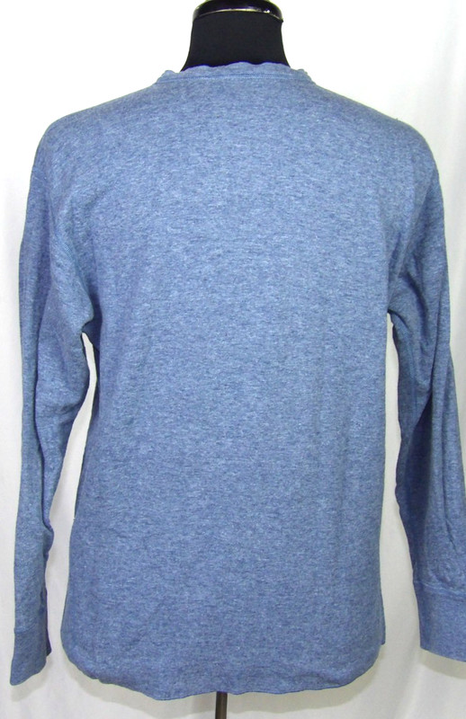 L.L. Bean Long Sleeved Blue Wool Blend Henley River Driver Shirt Men's Large gallery