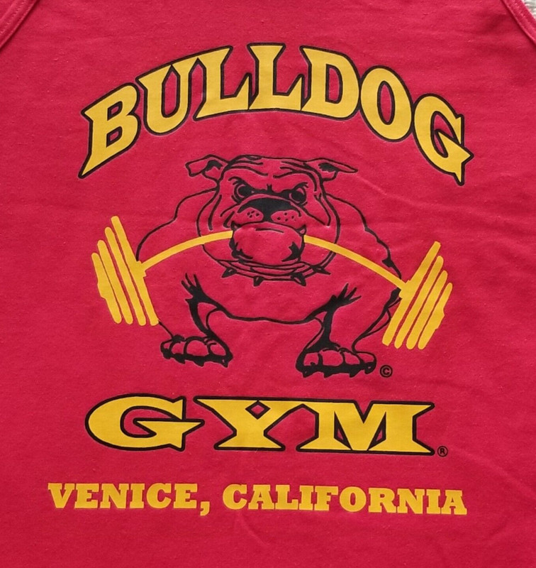 Bulldog Gym Venice Beach California Sleeveless Tank Top Red / Gold / Black New gallery