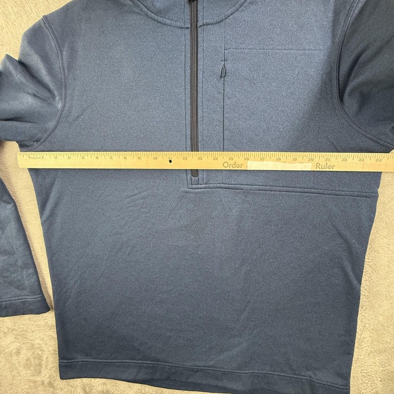 Smartwool Pullover Men Large Blue 1/4 Zip Fleece Chest Pocket Hiking Top Utility gallery