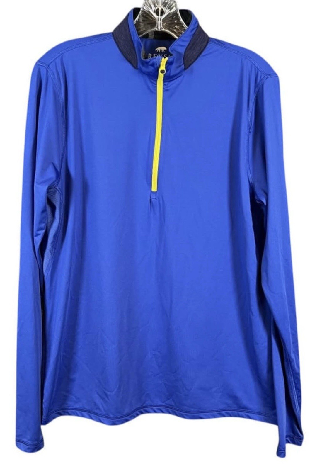 Greyson Men's M Blue/Yellow 1/4 Zip Mock Neck Pullover Long Sleeve Golf gallery