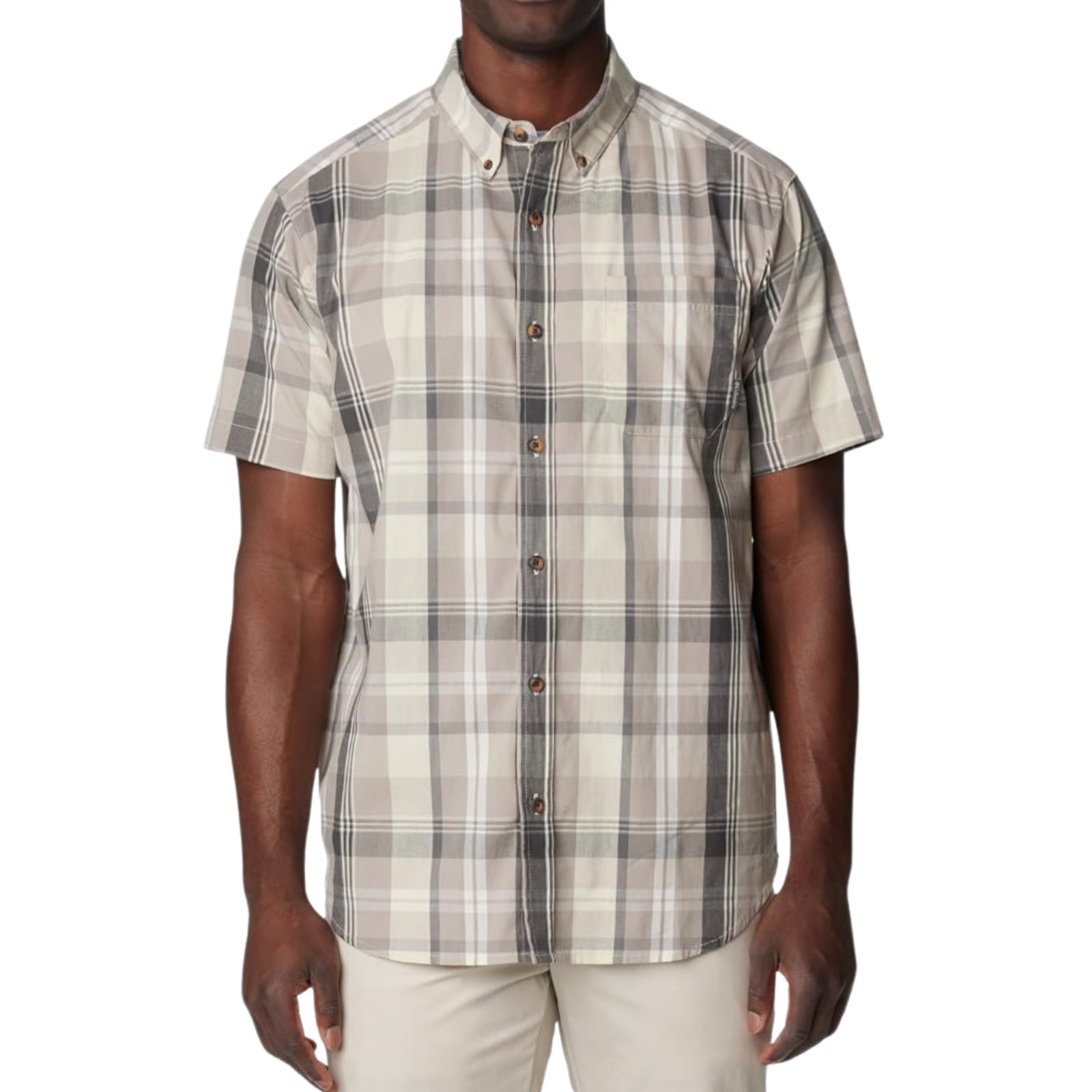 COLUMBIA Rapid Rivers II Short Sleeve Shirt sz S Small Plaid Beige gallery