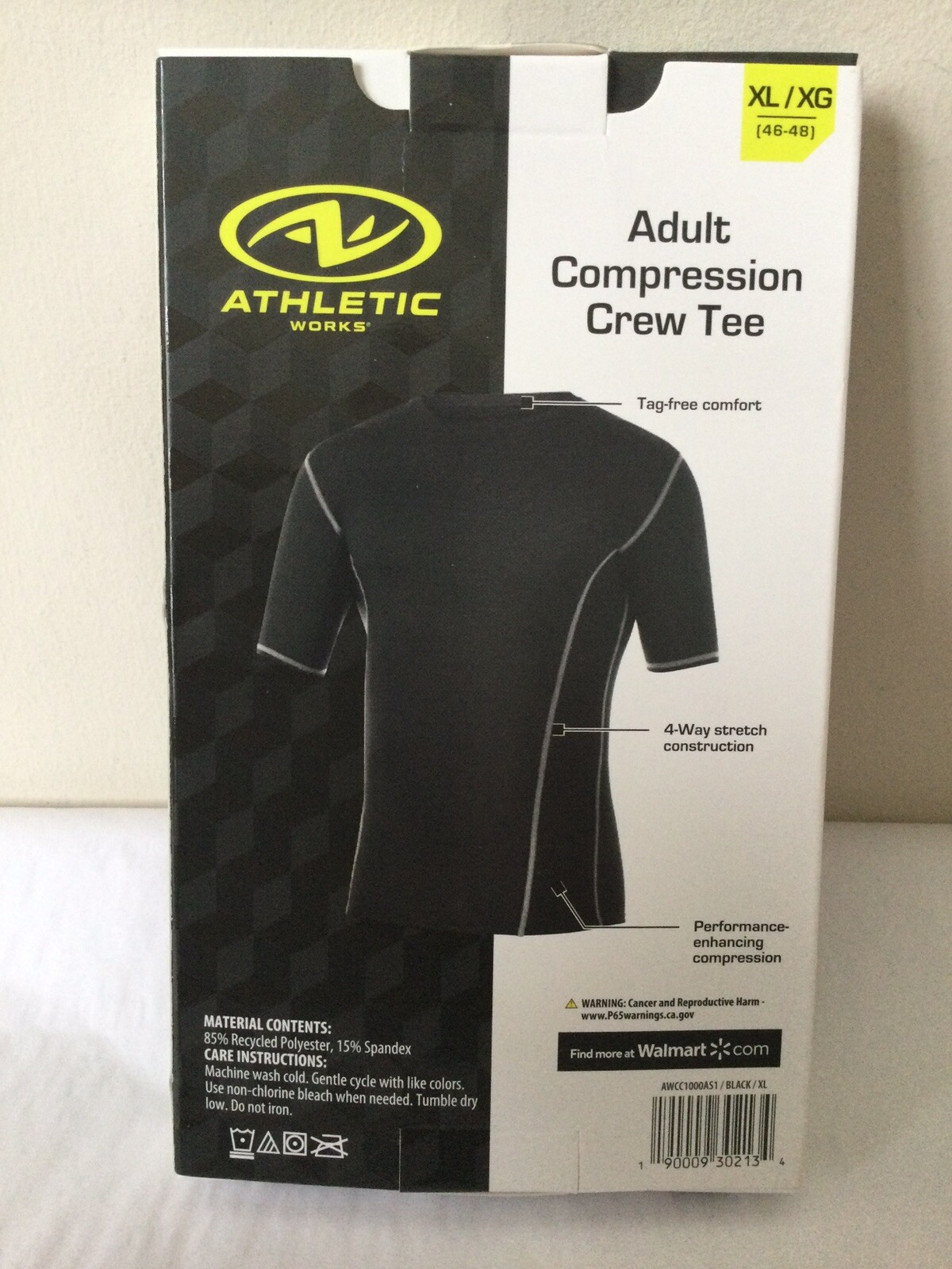 New Athletic Works Men's Black Compression Crew Tee T-shirt Sz XL 46-48 (C57) gallery