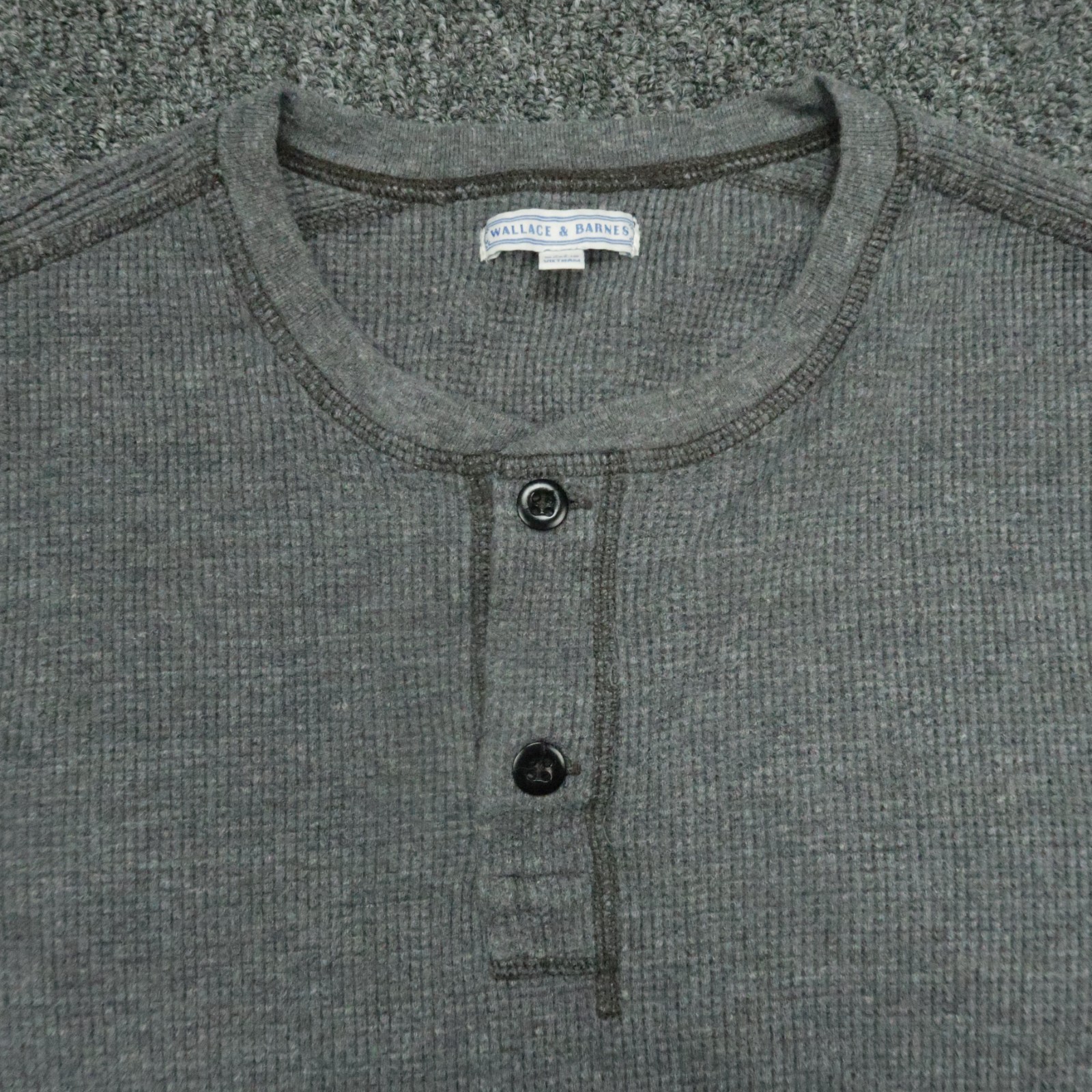 Wallace & Barnes Shirt Mens Extra Small Gray Thermal Henley Waffle Knit J Crew gallery