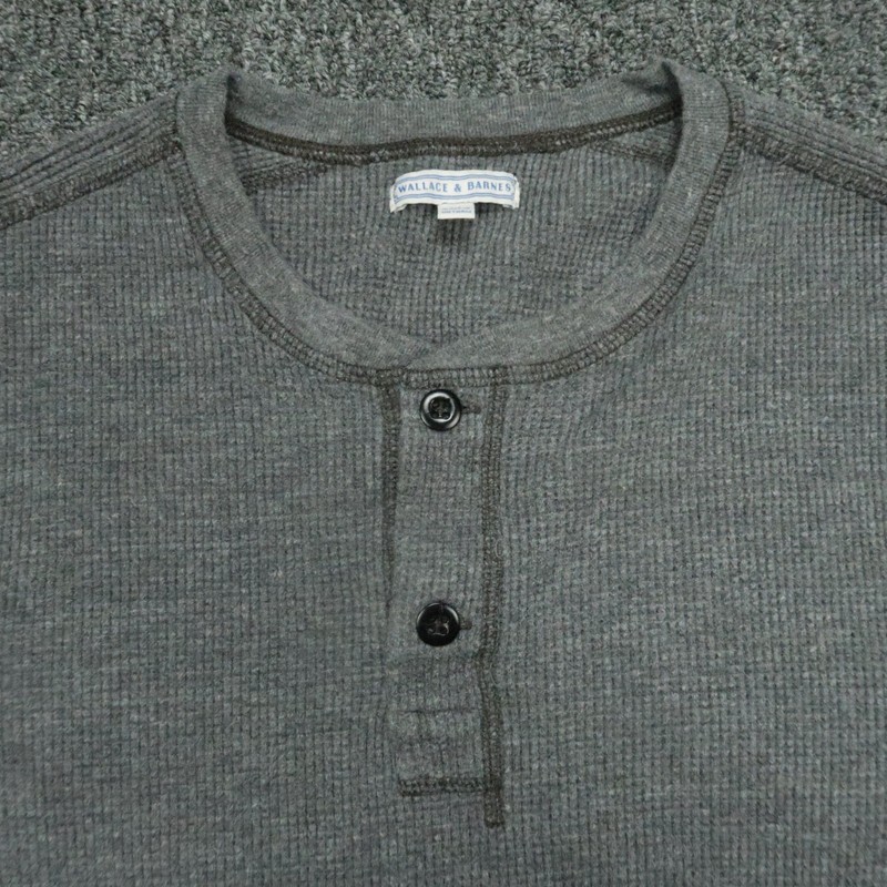 Wallace & Barnes Shirt Mens Extra Small Gray Thermal Henley Waffle Knit J Crew gallery