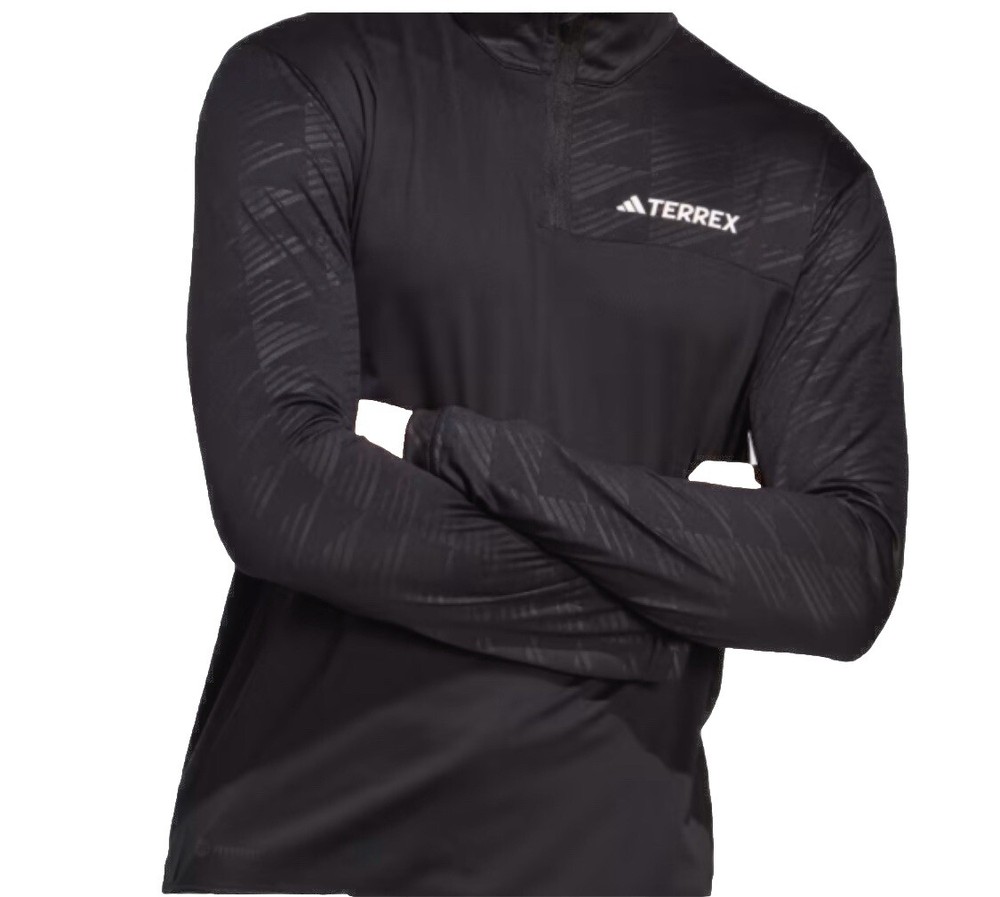 Adidas TERREX Multi Half-Zip Long Sleeve Black Tee Hiking Men's Size XL