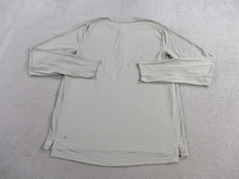 Lululemon Shirt Mens Medium Gray Henley Tech Performance Snap Button Long Sleeve gallery