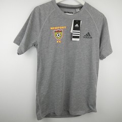 Adidas Mens Shirt Small Gray “Newport FC” Short Sleeve Soccer Tee Climalite NEW