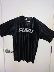 FUBU Men’s Black Mesh V-Neck Breathable Logo Short Sleeve T-Shirt Size Xl