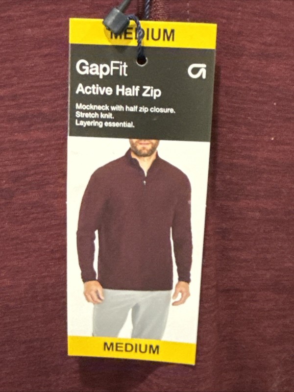 GapFit Long Sleeve Shirt Active Half Zip Dark Red “Windsor Wine” Med - New Tags gallery
