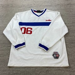 VTG P.Miller Jersey Medium White Blue Dazzle 06 Y2K Patch Spellout Hip Rap 90s