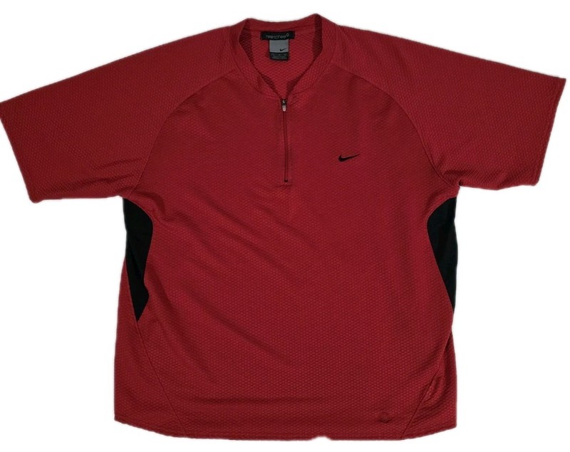 Nike Sphere Vintage Y2K Red / Black 1/4 Zip Waffle Texture Men's T-Shirt Size XL gallery
