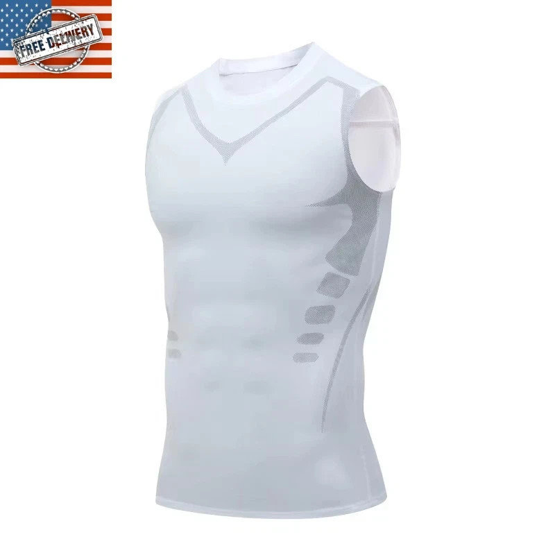 Men Compression Shirt Version Ionic Shaping Sleeveless Vest Sport Tank Top S-2XL gallery