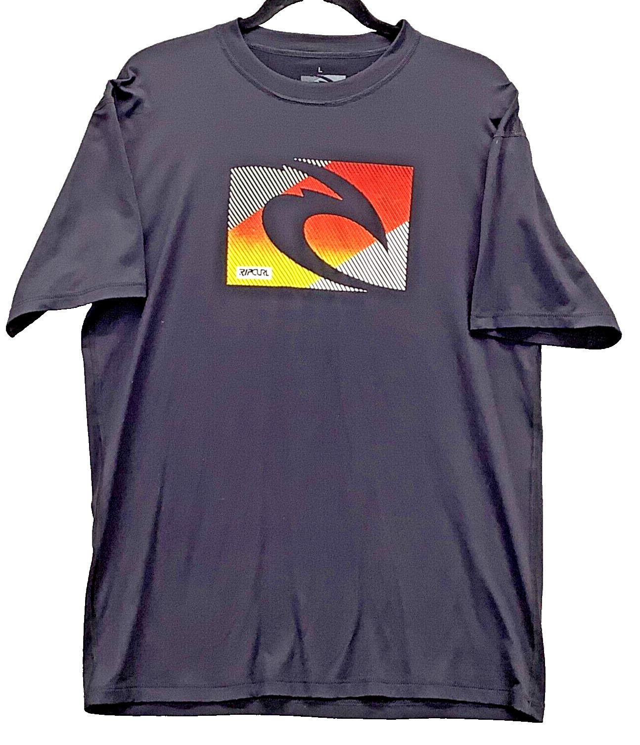 Rip Curl Shirt Mens Large Black Short Sleeve Surf Rash Guard Graphic Tee gallery