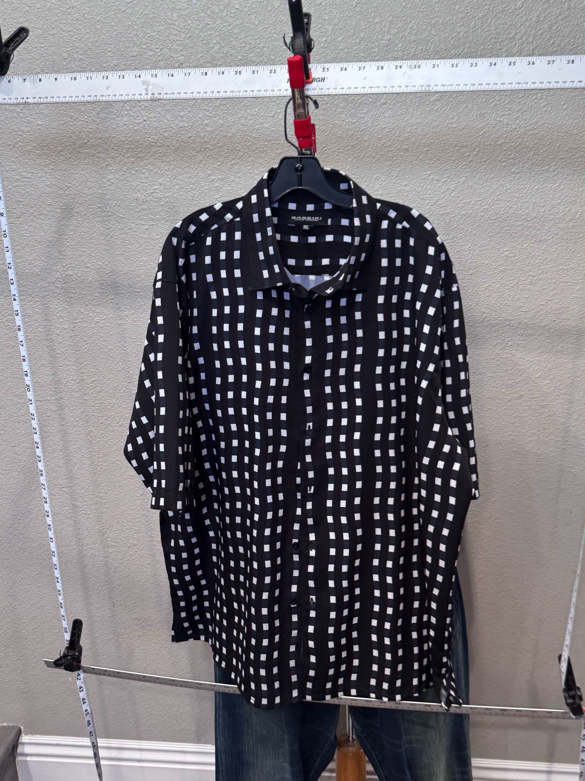 Bassiri Geometric Square SHORT SLEEVE BUTTON UP SHIRT 3XL XXXL gallery