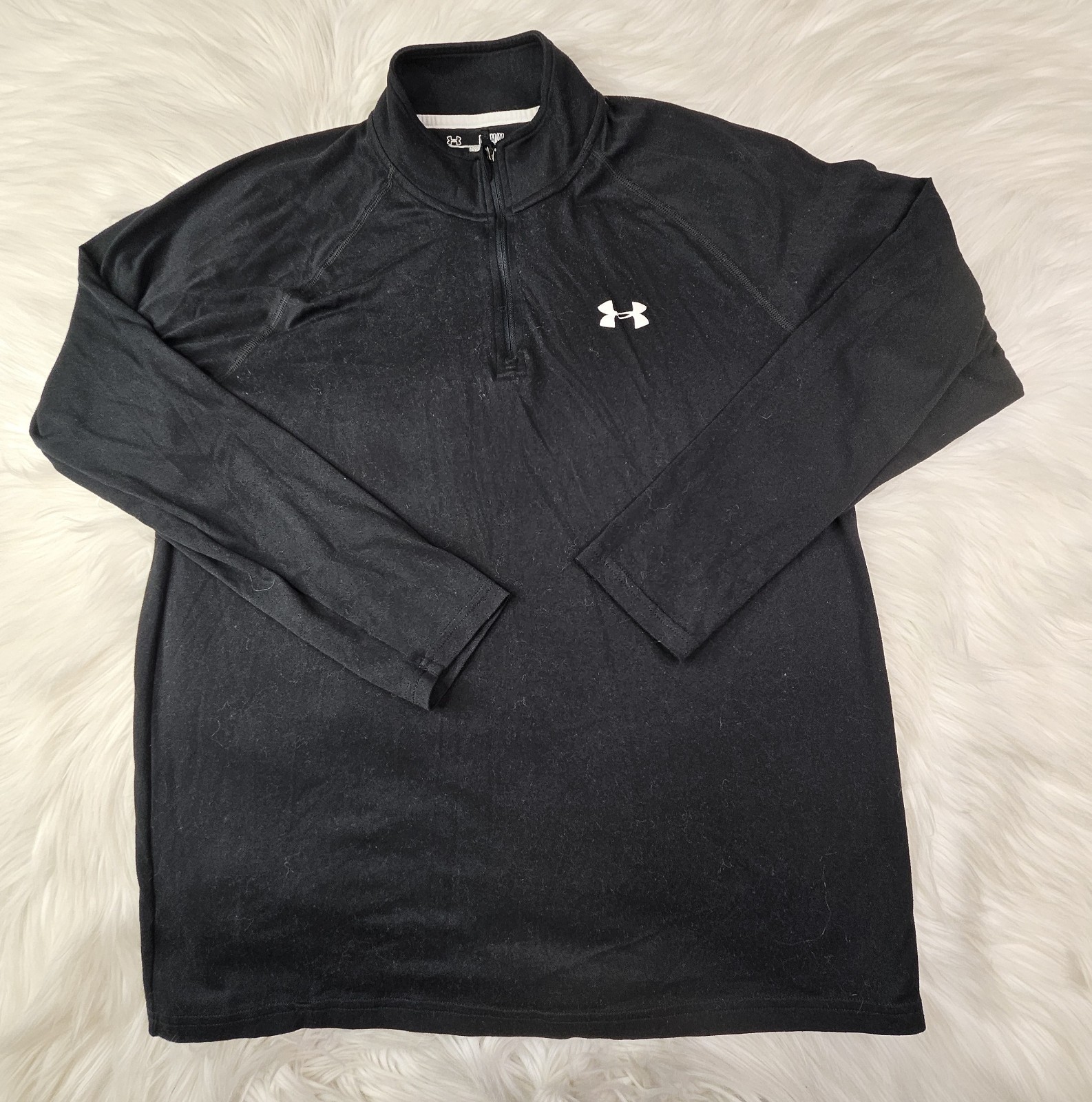 Under Armour Pullover Mens (M) HeatGear Black Quarter Zip Loose Stretch UA gallery