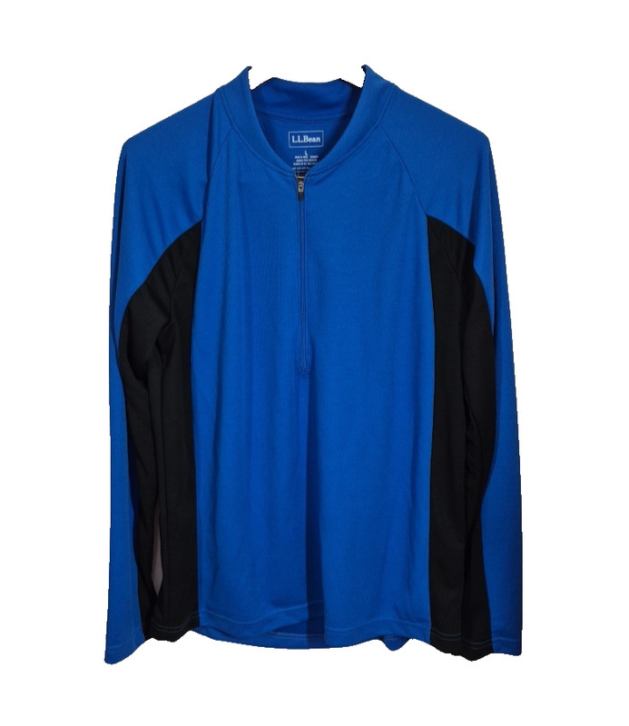 LL Bean 1/4 Zip Pullover Mens Large Blue Long Sleeve with Back Zip Pocket gallery