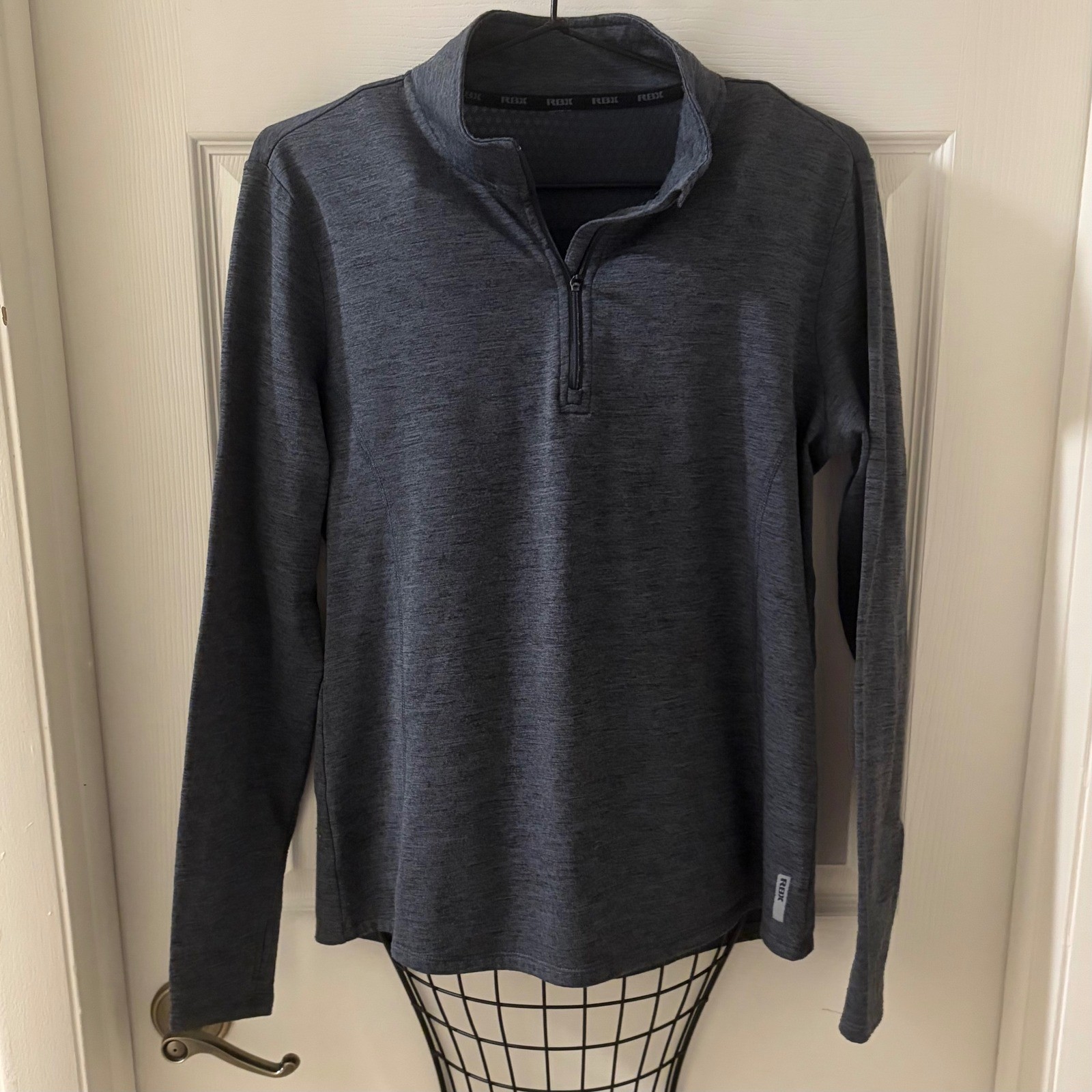 RBX Mens Quarter Zip Pullover Space Dye Heather Charcoal Long Sleeve Active Top gallery