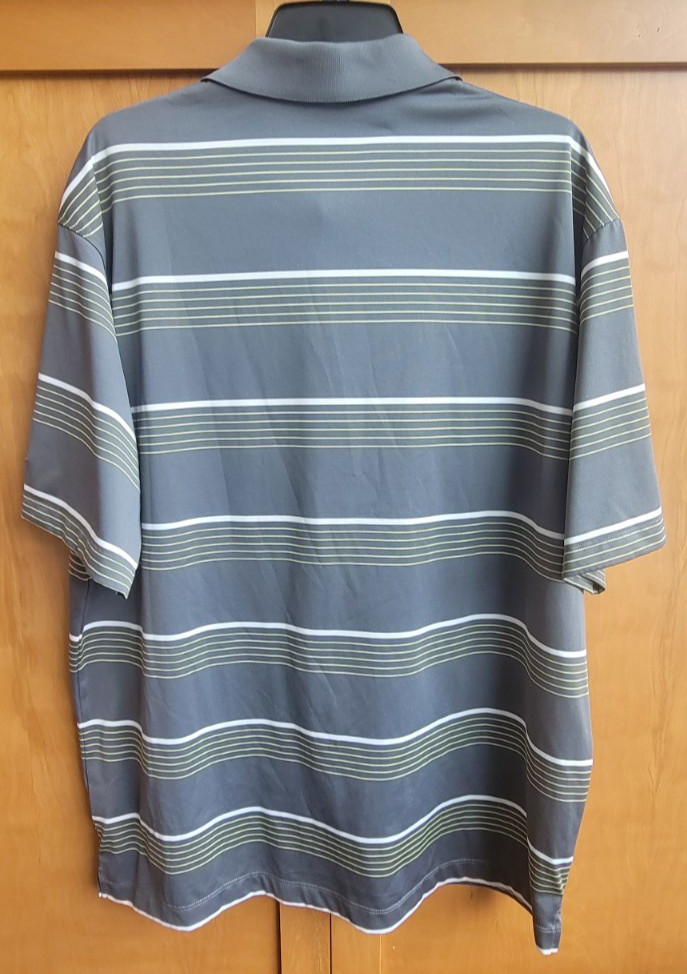Nike Golf Polo Shirt Mens Size XL Dri-FIT Performance Gray stripe 381254-021 gallery