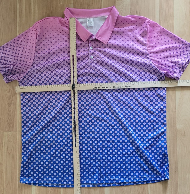 NWOT Ombre Performance Polo Golf Shirt 3XL XXXL Gradient Blue, Purple, Pink NEW gallery
