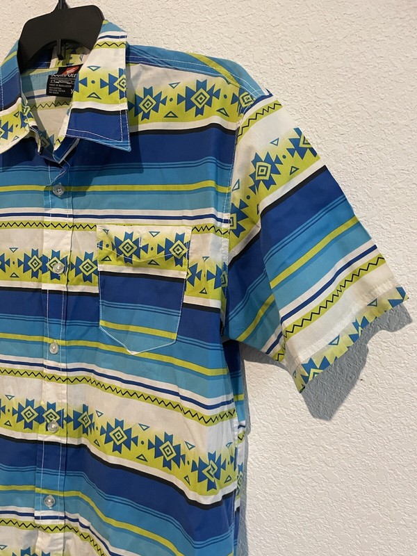 Southpole Royal Aztec Native American Print Bright Button Down Shirt Men’s XL gallery