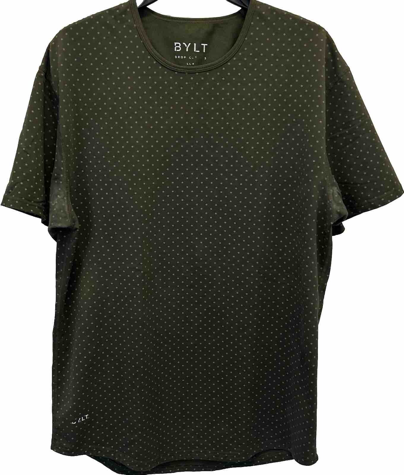 BYLT Drop Cut Lux Active T-Shirt * Large* Green Polka Dot Performance Stretch gallery