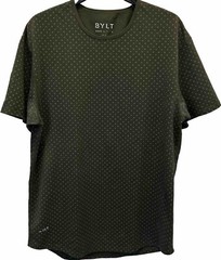 BYLT Drop Cut Lux Active T-Shirt * Large* Green Polka Dot Performance Stretch