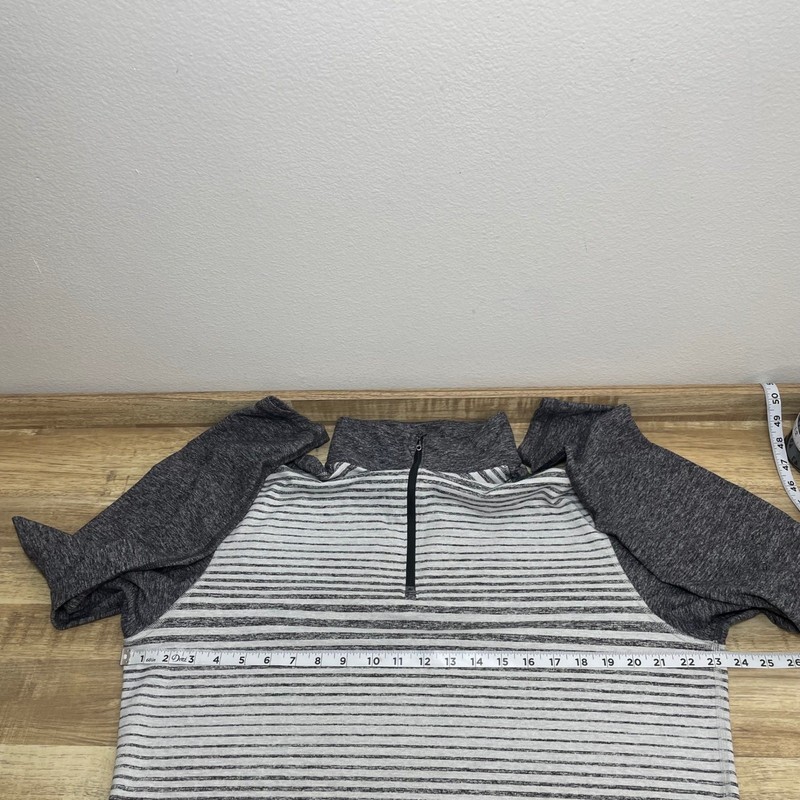 Lululemon Surge Warm 1/2 Zip Pullover Mens Grey White Striped XL Wicking Stretch gallery
