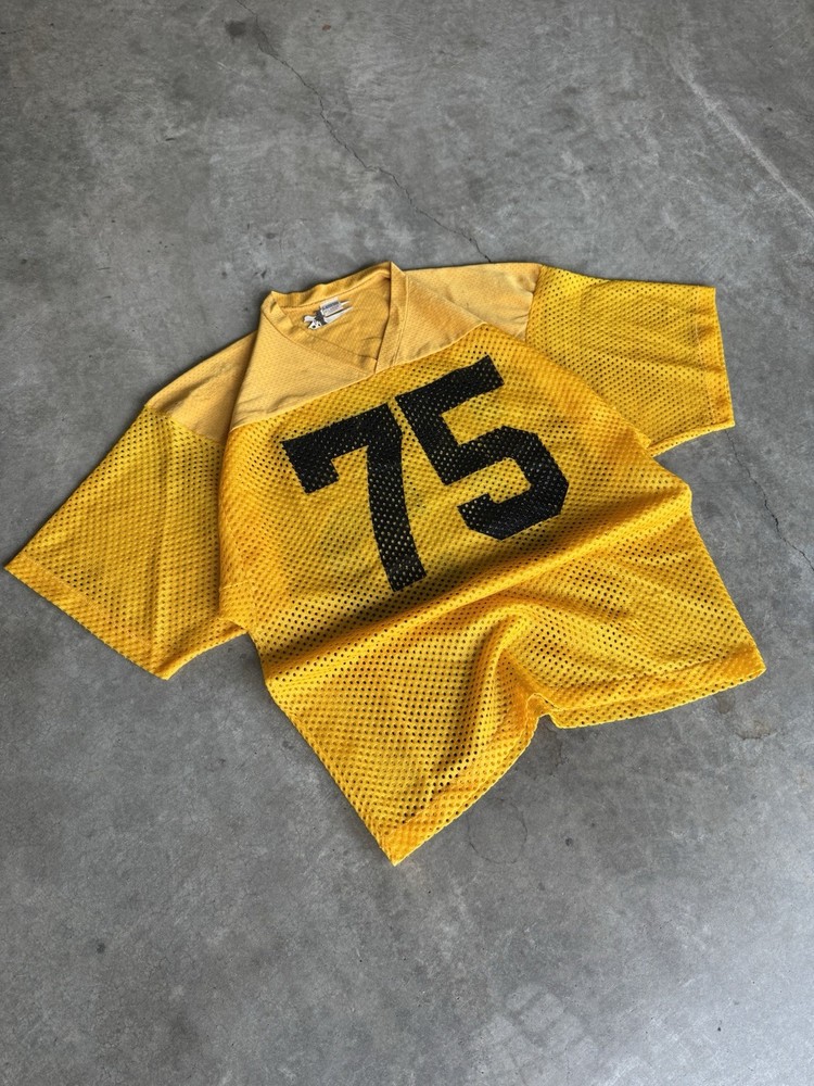 1980s Yellow Champion Mesh Jersey Size XL