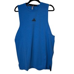 NWT Adidas Aeroready Mens Ray Blue Black Logo Sleeveless Training Tank Top Sz M