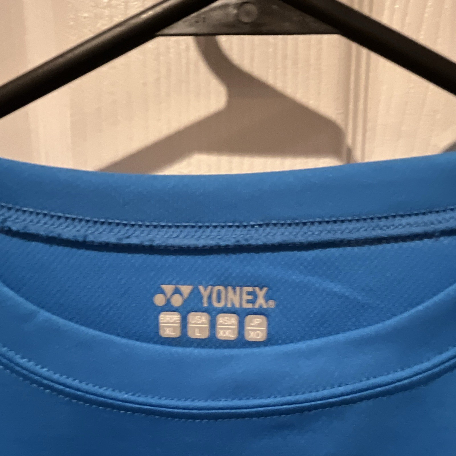 YONEX Lightweight Polyester Tennis T-Shirt Mens L Blue Crew Neck Logo Top gallery