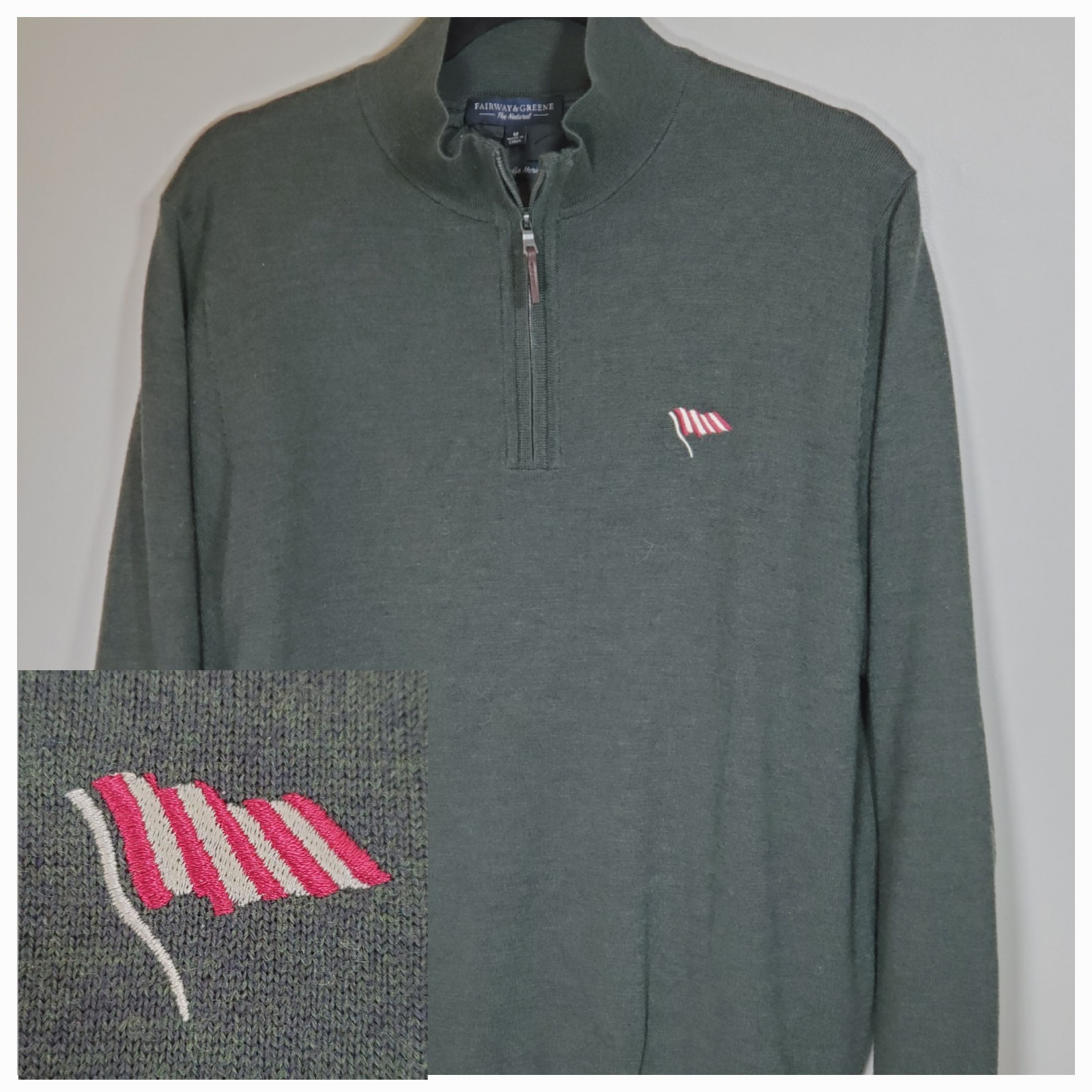 Fairway & Greene Baruffa Merino Quarter Zip Windsweater Boston Golf Club Men's M gallery