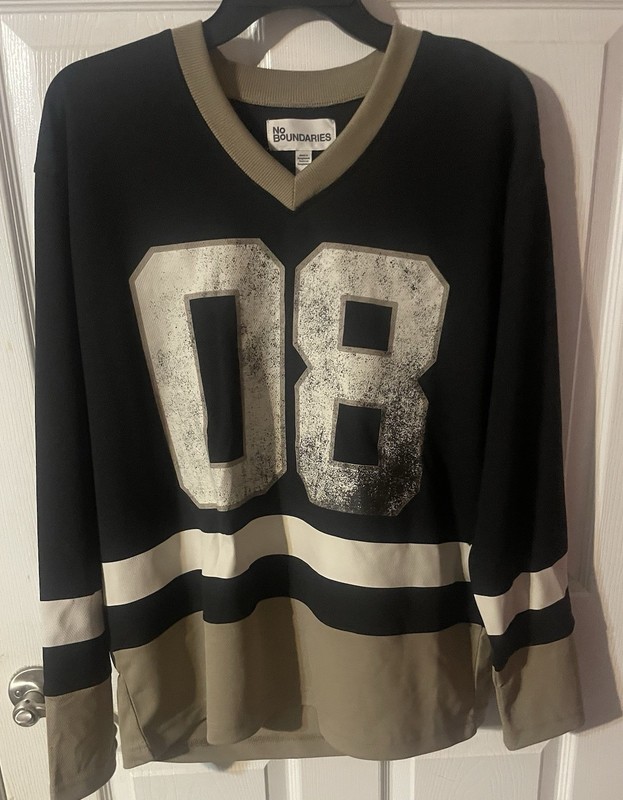 NWT No Boundaries Hockey Jersey Mens S Black Tan 08 Graphic Mesh Long Sleeve gallery