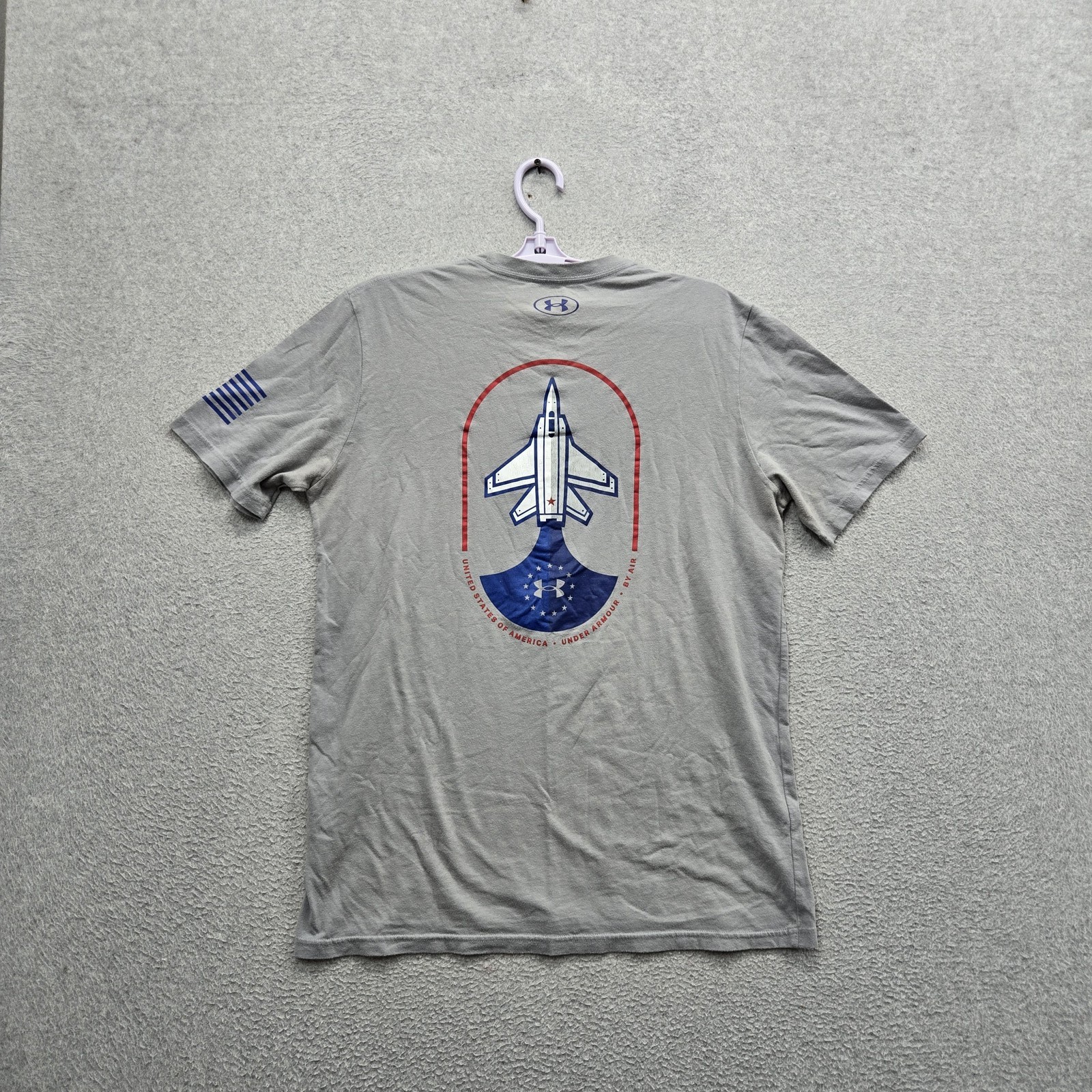 Under Armour Men Shirt L Gray Freedom By Air Flag Heatgear Activewear Loose READ gallery