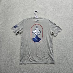 Under Armour Men Shirt L Gray Freedom By Air Flag Heatgear Activewear Loose READ