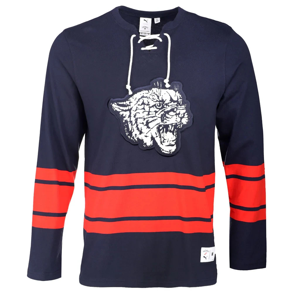 Puma Noah Striped V Neck Long Sleeve Hockey Jersey Men's Size Large 62819606 gallery