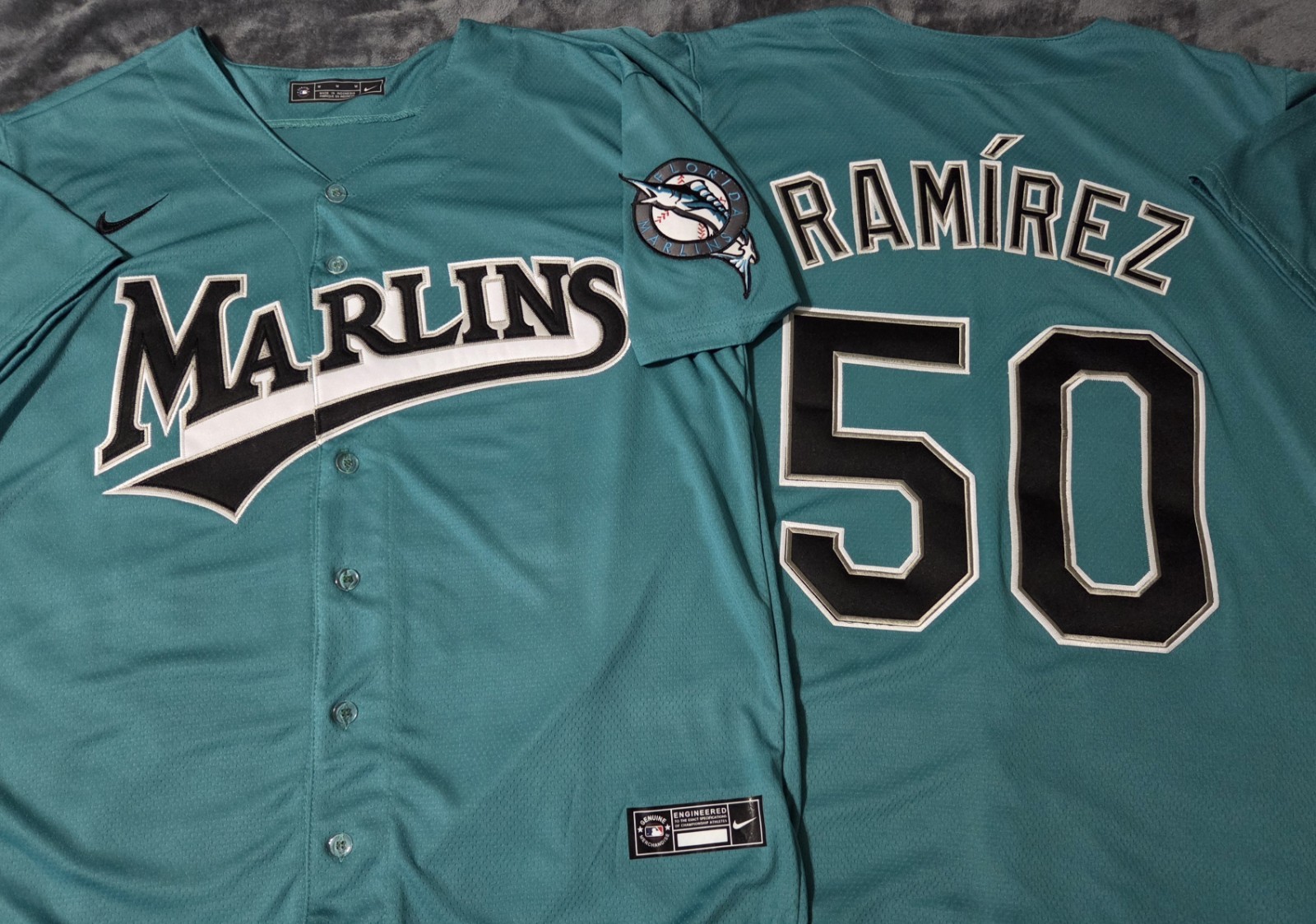 Fast Free Shipping! Large Agustín Ramírez Florida Marlins Stitched Jersey 50 gallery