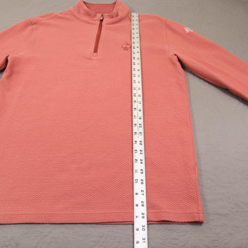 Pins & Aces 1/4 Zip Pullover Mens Medium Pink Textured Golf Knit Quilted gallery