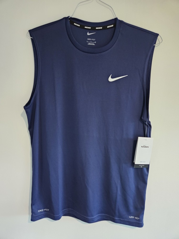 NIKE Swim Mens DRI-FIT tank top UPF 40+ NESSA585-440 SMALL Navy