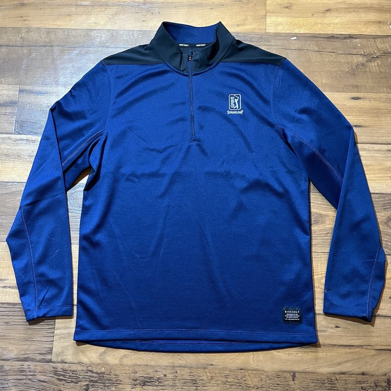 Nike Golf 1/4 Zip Pullover Men's Medium Blue Black Dri-Fit TPC Sugarloaf gallery