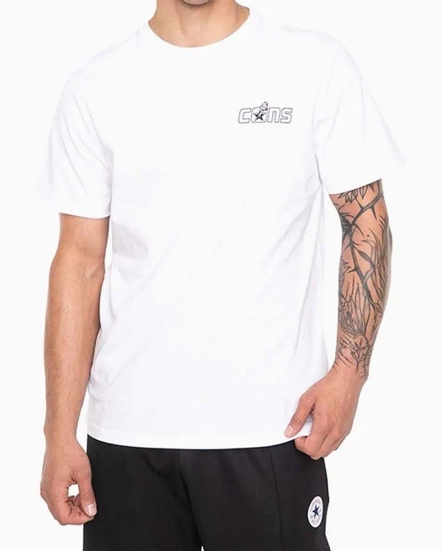 Converse Men’s Skeleton Hand Grip Tallboy White T-Shirt Sz Small gallery