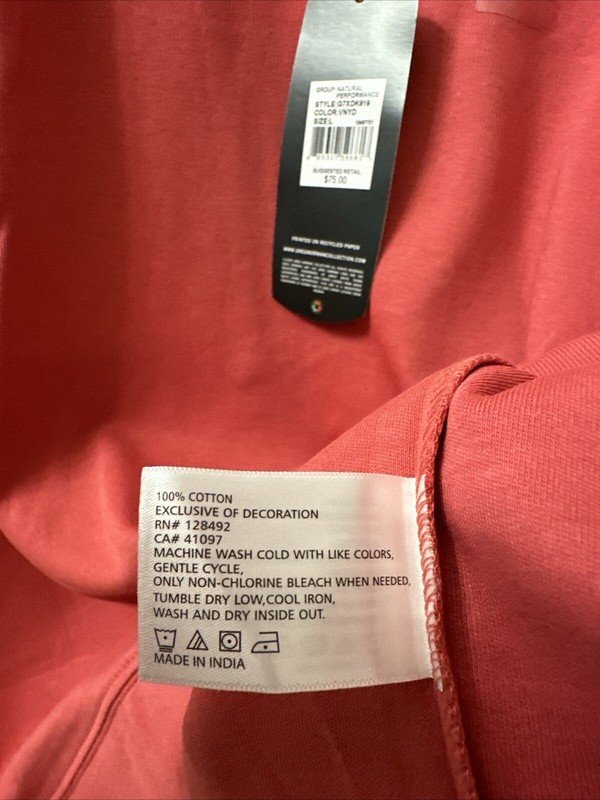 Greg Norman 1/4 Zip Pullover 100% Cotton Coral/Pink Long Sleeve Size L (NWT) gallery